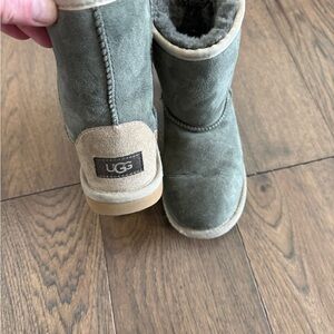 UGG Kids Olive Green & Tan Suede Boots